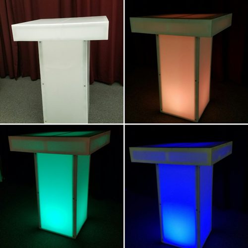 <br />Frosted Plexiglass Bar Height Table with LED Lighting and Remote